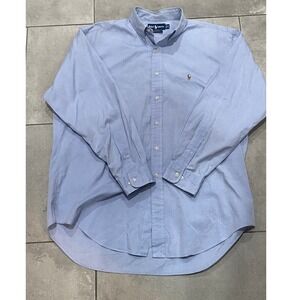Ralph Lauren Yarmouth Mens Light Blue 17 34 35 Cotton Pinpoint Oxford Shirt
